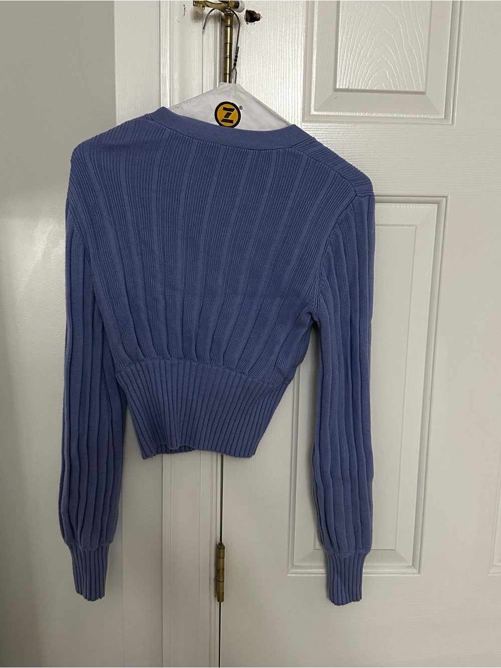 Wilfred Blue Cropped Ribbed V-Neck Cardigan - Picture 3 of 5